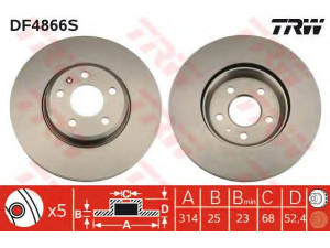 TRW DF4866S stabdžių diskas 
 Stabdžių sistema -> Diskinis stabdys -> Stabdžių diskas
8K0615301