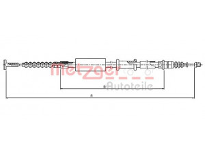 METZGER 1651.20 trosas, stovėjimo stabdys 
 Stabdžių sistema -> Valdymo svirtys/trosai
46401725
