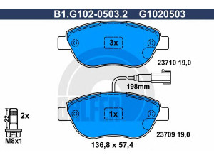 GALFER B1.G102-0503.2 stabdžių trinkelių rinkinys, diskinis stabdys 
 Techninės priežiūros dalys -> Papildomas remontas
71752990, 71754803, 77362092, 77362195