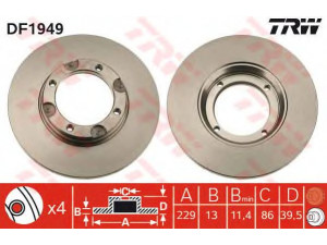 TRW DF1952 stabdžių diskas 
 Dviratė transporto priemonės -> Stabdžių sistema -> Stabdžių diskai / priedai
MB058582, MB316729, MB366433, 5171212300