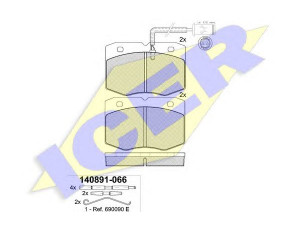ICER 140891-066 stabdžių trinkelių rinkinys, diskinis stabdys 
 Techninės priežiūros dalys -> Papildomas remontas
190 6158