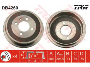 TRW DB4260 stabdžių būgnas 
 Stabdžių sistema -> Būgninis stabdys -> Stabdžių būgnas
6X0609617A, 6X0609617A, L1GD609617
