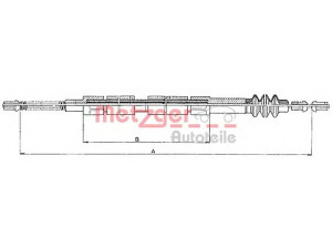 METZGER 10.9847 trosas, stovėjimo stabdys 
 Stabdžių sistema -> Valdymo svirtys/trosai
631 420 1285, 631 420 2185