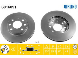 GIRLING 6016091 stabdžių diskas 
 Stabdžių sistema -> Diskinis stabdys -> Stabdžių diskas
569031, 569014, 569031, 569054