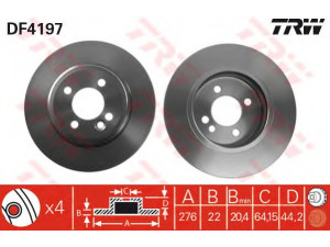 TRW DF4197 stabdžių diskas 
 Dviratė transporto priemonės -> Stabdžių sistema -> Stabdžių diskai / priedai
34111502891, 34116774984