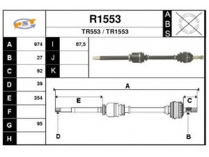 SNRA R1553 kardaninis velenas 
 Ratų pavara -> Kardaninis velenas
8200383708, 8200776962