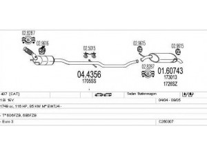 MTS C260307006215 išmetimo sistema 
 Išmetimo sistema -> Išmetimo sistema, visa