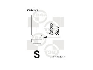 BGA V537174 išleidimo vožtuvas 
 Variklis -> Variklio uždegimo laiko reguliavimo kontrolė -> Vožtuvų eilė -> Vožtuvai/dalys
96254645