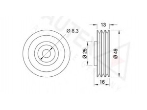 AUTEX 654244 kreipiantysis skriemulys, V formos rumbuotas diržas
11281731717, 11281731717, 1731717