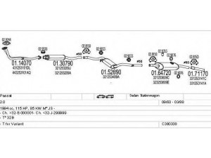MTS C380338003196 išmetimo sistema 
 Išmetimo sistema -> Išmetimo sistema, visa