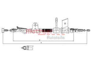 METZGER 451.12 trosas, stovėjimo stabdys 
 Stabdžių sistema -> Valdymo svirtys/trosai
60630812, 60661488