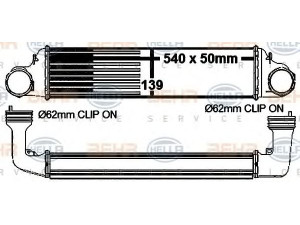 HELLA 8ML 376 787-144 tarpinis suslėgto oro aušintuvas, kompresorius
17 51 7 789 793, 17 51 7 793 370