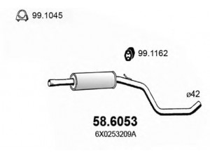 ASSO 58.6053 vidurinis duslintuvas 
 Išmetimo sistema -> Duslintuvas
6X0253209, 6X0253209A, 6X0253209D