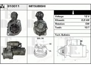 EDR 910011 starteris 
 Elektros įranga -> Starterio sistema -> Starteris
M2T63271, ME200206
