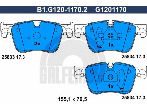 GALFER B1.G120-1170.2 stabdžių trinkelių rinkinys, diskinis stabdys 
 Techninės priežiūros dalys -> Papildomas remontas
16 098 985 80, 16 124 123 80, 16 098 985 80