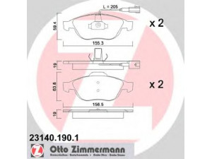 ZIMMERMANN 23140.190.1 stabdžių trinkelių rinkinys, diskinis stabdys 
 Techninės priežiūros dalys -> Papildomas remontas
71713144, 77362251, 77362327, 9947936