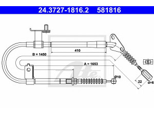 ATE 24.3727-1816.2 trosas, stovėjimo stabdys 
 Stabdžių sistema -> Valdymo svirtys/trosai
BC1D-44-410A, BC1D-44-410B