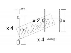 fri.tech. KIT.086 priedų komplektas, diskinių stabdžių trinkelės