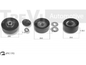 TREVI AUTOMOTIVE KA1134F skriemulių komplektas, V formos rumbuotas diržas 
 Diržinė pavara -> V formos rumbuotas diržas/komplektas -> Cilindrų komplektas