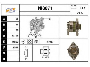SNRA NI8071 kintamosios srovės generatorius
231000F610, LR170741