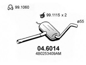 ASSO 04.6014 vidurinis duslintuvas 
 Išmetimo sistema -> Duslintuvas
4B0253409AM, 4B0253409P