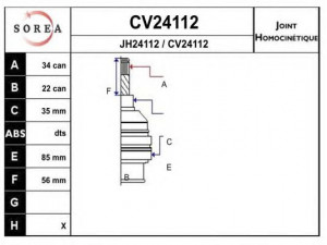 EAI CV24112K jungčių komplektas, kardaninis velenas
