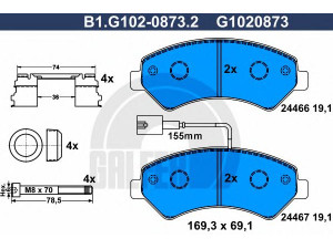 GALFER B1.G102-0873.2 stabdžių trinkelių rinkinys, diskinis stabdys 
 Techninės priežiūros dalys -> Papildomas remontas
4253 76, 4254 64, 77364161, 77364319