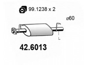 ASSO 42.6013 vidurinis duslintuvas 
 Išmetimo sistema -> Duslintuvas
ESR2312, ESR2360, ESR2390, ESR2391
