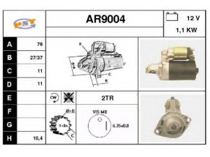 SNRA AR9004 starteris 
 Elektros įranga -> Starterio sistema -> Starteris
605375290, 605629740, 60851721