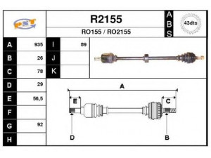 SNRA R2155 kardaninis velenas 
 Ratų pavara -> Kardaninis velenas
