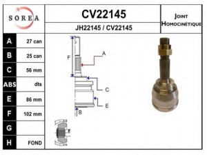 EAI CV22145K jungčių komplektas, kardaninis velenas 
 Ratų pavara -> Sujungimai/komplektas