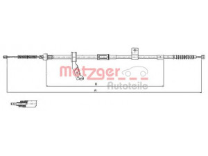 METZGER 17.1483 trosas, stovėjimo stabdys 
 Stabdžių sistema -> Valdymo svirtys/trosai
46420-20570