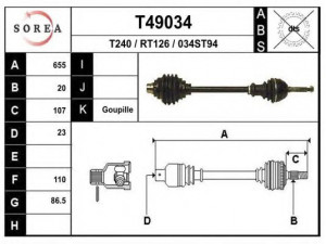EAI T49034 kardaninis velenas 
 Ratų pavara -> Kardaninis velenas
7701348085