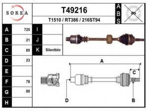 EAI T49216 kardaninis velenas 
 Ratų pavara -> Kardaninis velenas
7711135249, 7711135932, 7711497394