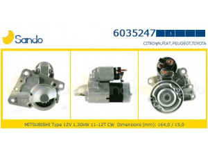 SANDO 6035247.1 starteris 
 Elektros įranga -> Starterio sistema -> Starteris
M000T93581, M000T93581AM, M000T93582