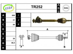 SERA TR252 kardaninis velenas 
 Ratų pavara -> Kardaninis velenas
7700869052, 7700869053, 7700873310