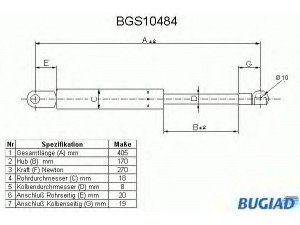 BUGIAD BGS10484 dujinė spyruoklė, gaubtas 
 Kėbulas -> Dujinės spyruoklės
94451135100, 94451135101