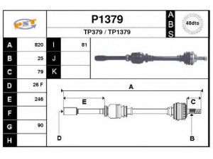 SNRA P1379 kardaninis velenas 
 Ratų pavara -> Kardaninis velenas
32739J, 9638829080