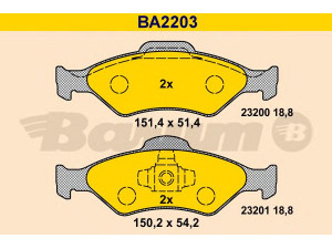 BARUM BA2203 stabdžių trinkelių rinkinys, diskinis stabdys 
 Techninės priežiūros dalys -> Papildomas remontas
1111857, 1111858, 1130715, 1206062