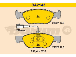 BARUM BA2143 stabdžių trinkelių rinkinys, diskinis stabdys 
 Techninės priežiūros dalys -> Papildomas remontas
71753041, 71753042, 71753043, 77362090
