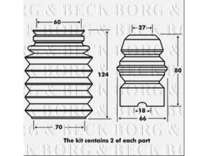 BORG & BECK BPK7011 apsauginio dangtelio komplektas, amortizatorius