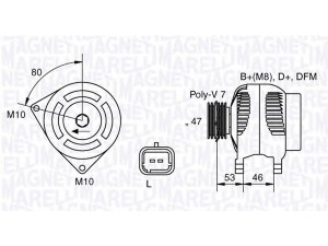 MAGNETI MARELLI 063341734010 kintamosios srovės generatorius 
 Elektros įranga -> Kint. sr. generatorius/dalys -> Kintamosios srovės generatorius
SA207, 9649611380, A5T A6391A, A5T A6391B