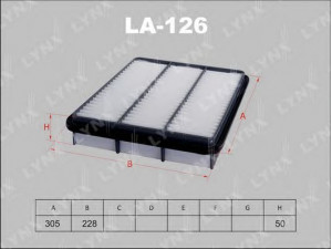 LYNXauto LA-126 oro filtras 
 Techninės priežiūros dalys -> Techninės priežiūros intervalai
AY120-TY061, AY120-TY074, 17801-07010