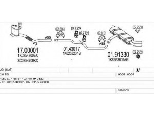 MTS C020218000582 išmetimo sistema 
 Išmetimo sistema -> Išmetimo sistema, visa