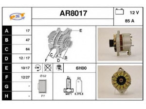 SNRA AR8017 kintamosios srovės generatorius 
 Elektros įranga -> Kint. sr. generatorius/dalys -> Kintamosios srovės generatorius