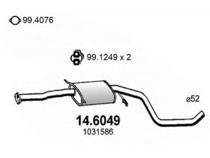 ASSO 14.6049 vidurinis duslintuvas 
 Išmetimo sistema -> Duslintuvas
1012279, 1031586, 1044598