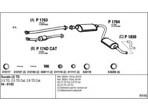 FENNO FI115 išmetimo sistema 
 Išmetimo sistema -> Išmetimo sistema, visa