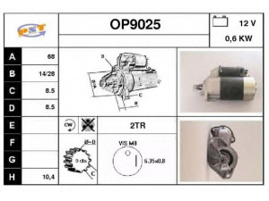 SNRA OP9025 starteris 
 Elektros įranga -> Starterio sistema -> Starteris
1202047, 1202102, 1202103, 1202106