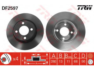 TRW DF2597 stabdžių diskas 
 Dviratė transporto priemonės -> Stabdžių sistema -> Stabdžių diskai / priedai
8A0615301, 8A0615301D, 8AO615301