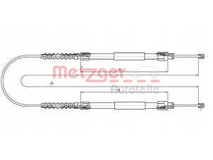 METZGER 1171.11 trosas, stovėjimo stabdys 
 Stabdžių sistema -> Valdymo svirtys/trosai
4745G7, 1314 983 080, 4745G7